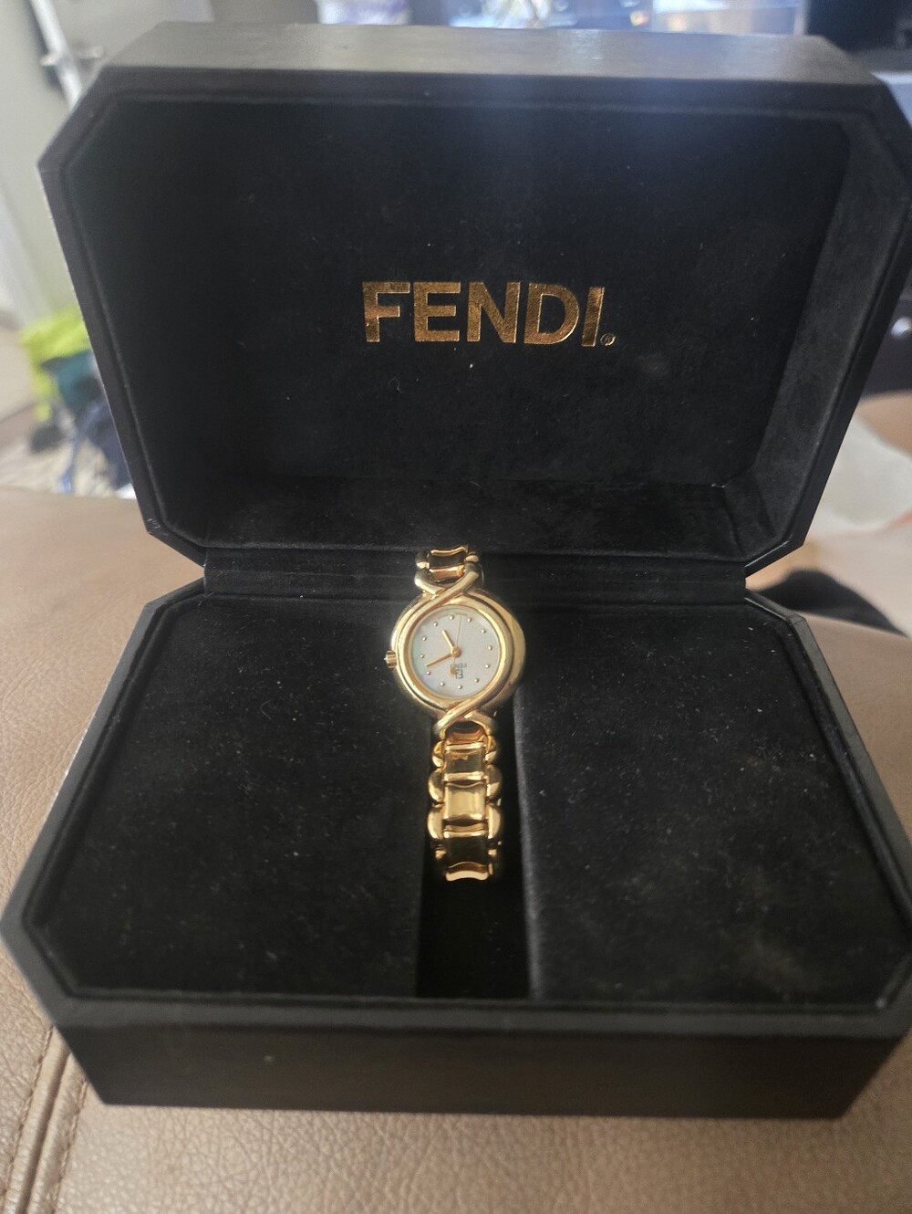 Fendi Gold and White Women's Bracelet Watch